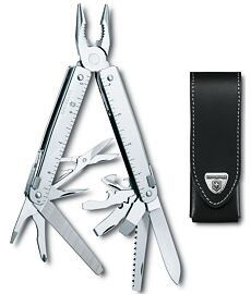 Nôž VICTORINOX SWISSTOOL X + KOŽENÉ PÚZDRO Uni, strieborná